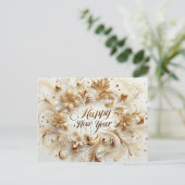 Elegant Gold Happy New Year Postkarte (Stehend Vorderseite)