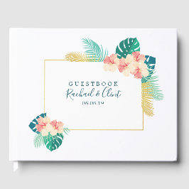 Elegant Gold Hawaiian Hibiskus Wedding Gästebuch