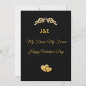 Elegant Gold Heart & Black Gradient Personalized V Einladung (Vorderseite)