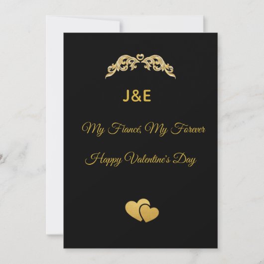 Elegant Gold Heart & Black Gradient Personalized V Einladung (Vorderseite)