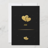 Elegant Gold Heart & Black Gradient Personalized V Einladung (Rückseite)