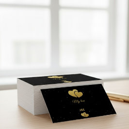 Elegant Gold Hearts Black Minimalist Profile Card