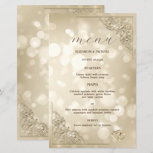 Elegant Gold Hearts Frame Bokeh (Vorne/Hinten)