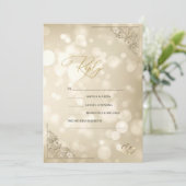 Elegant Gold Hearts Frame Bokeh RSVP   Einladung (Stehend Vorderseite)