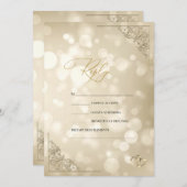 Elegant Gold Hearts Frame Bokeh RSVP   Einladung (Vorne/Hinten)