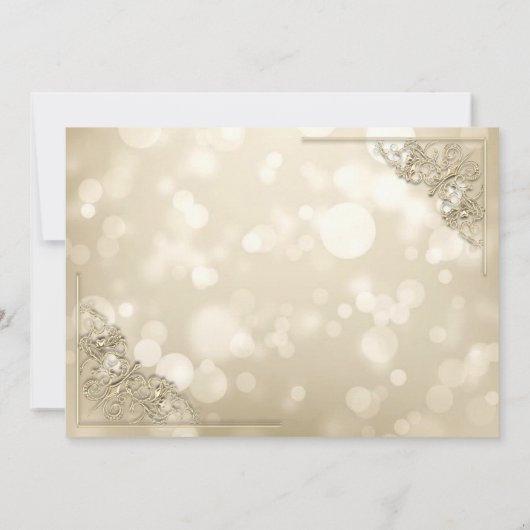 Elegant Gold Hearts Frame Bokeh Save The Date (Rückseite)