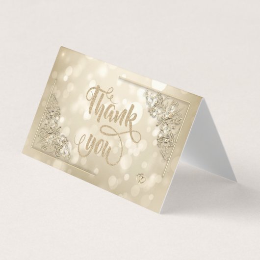 Elegant Gold Hearts Frame Bokeh Thank You Card Visitenkarten (Vorderseite)