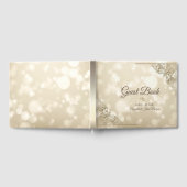 Elegant Gold Hearts Frame Bokeh Wedding Gästebuch (Voll)