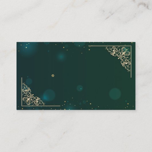 Elegant Gold Hearts Frame Green Wedding Registry Begleitkarte (Rückseite)