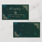 Elegant Gold Hearts Frame Green Wedding Registry Begleitkarte (Vorne/Hinten)
