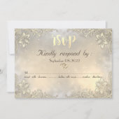 Elegant Gold Hearts Lace Wedding RSVP Einladung (Vorderseite)