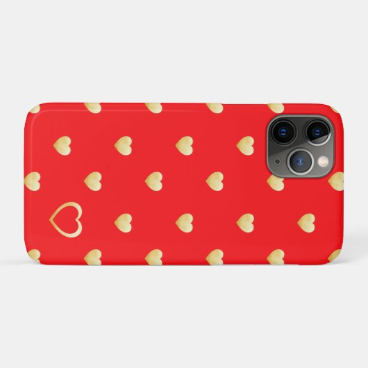 Elegant Gold Hearts on Crimson Red Case-Mate iPhone Hülle (Rückseite (Horizontal))
