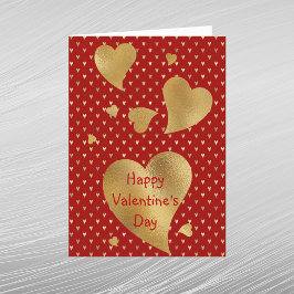 Elegant Gold Hearts Red Valentine Feiertagskarte