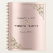 Elegant Gold Hearts Rose Gold Wedding  Planer (Vorderseite)