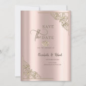 Elegant Gold Hearts Rose Gold Wedding Save The Date (Vorderseite)
