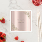 Elegant Gold Hearts Rose Gold Wedding Serviette (Beispiel)