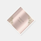Elegant Gold Hearts Rose Gold Wedding Serviette (Ecke)
