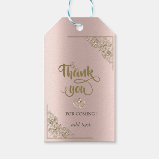 Elegant Gold Hearts Rose Vielen Dank Geschenkanhänger (Vorderseite)