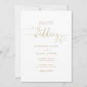 Elegant Gold Hearts Script Foto Hochzeit Einladung (Vorderseite)