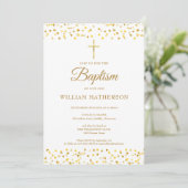 Elegant Gold Hearts Taufe Christening Einladung (Stehend Vorderseite)