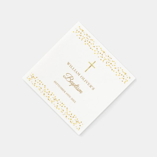 Elegant Gold Hearts Taufe Christening Serviette (Ecke)
