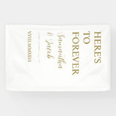 Elegant Gold “Here’s to Forever” Wedding Welcome Banner (Horizontal)