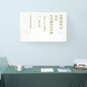 Elegant Gold “Here’s to Forever” Wedding Welcome Banner (Messe)