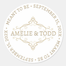 ELEGANT GOLD HERZ FILAGREE WEDD MÖGLICH SEIN RUNDER AUFKLEBER