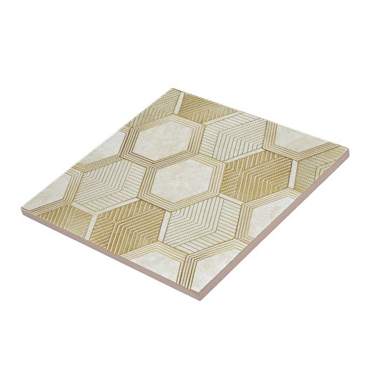 Elegant Gold Hexagon Geometric Pattern - Marble 2 Fliese (Seite)