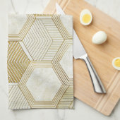 Elegant Gold Hexagon Geometric Pattern - Marble 2 Geschirrtuch (Viertel Falte)