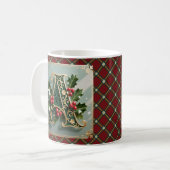 Elegant Gold Holly Christmas Initial Letter A Kaffeetasse (Vorderseite Links)