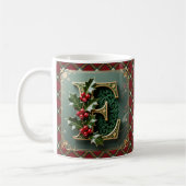 Elegant Gold Holly Christmas Initial Letter E Kaffeetasse (Links)