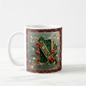 Elegant Gold Holly Christmas Initial Letter N Kaffeetasse (Links)