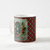 Elegant Gold Holly Christmas Initial Letter Q Kaffeetasse (Vorderseite Links)