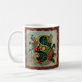Elegant Gold Holly Christmas Initial Letter S Kaffeetasse (Links)