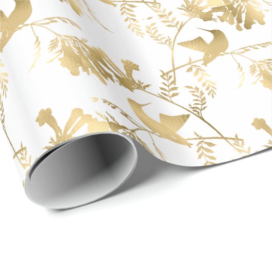 Elegant Gold Hummingbirds Glam Geschenkpapier (Rolleneckpunkt)