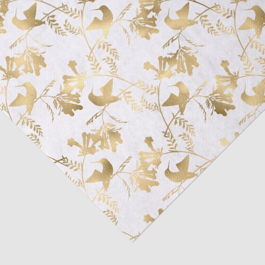 Elegant Gold Hummingbirds Glam Seidenpapier (Ausschnitt)