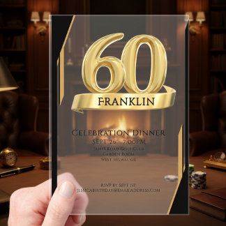 Elegant Gold Iconic Age Named 60th Birthday Acryleinladungen