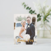 Elegant, Gold, Imitate Foil, Danke, Custom Foto Postkarte (Stehend Vorderseite)