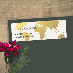 ELEGANT GOLD IMITATS KRAFT WORLD MAP ADRESSE