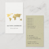 ELEGANT GOLD IMITATS KRAFT WORLD MAP PERSONALISIER VISITENKARTE (Vorne/Hinten)