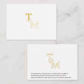 Elegant Gold Initial Monogram Enclosure Card Begleitkarte (Vorne/Hinten)