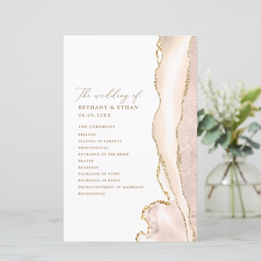 Elegant Gold Ivory Agate Wedding (Stehend Vorderseite)