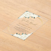 Elegant Gold Ivory Blumengrün Gender Reveal Acryleinladungen (Ablage )