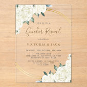 Elegant Gold Ivory Blumengrün Gender Reveal Acryleinladungen (Vorderseite)