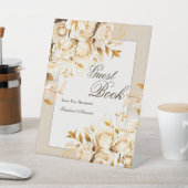 Elegant Gold Ivory Floral Wedding Guest B Tabletop Sockelschild (In SItu)