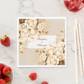 Elegant Gold & Ivory Floral Wedding Vielen Dank Serviette (Beispiel)