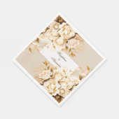 Elegant Gold & Ivory Floral Wedding Vielen Dank Serviette (Ecke)