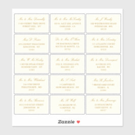 Elegant Gold & Ivory Wedding individuelle Adresse Aufkleber