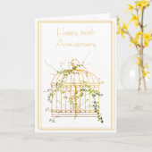 Elegant Gold Ivy and Bird Cage 50 Jahre alt Karte (Gelbe Blume)